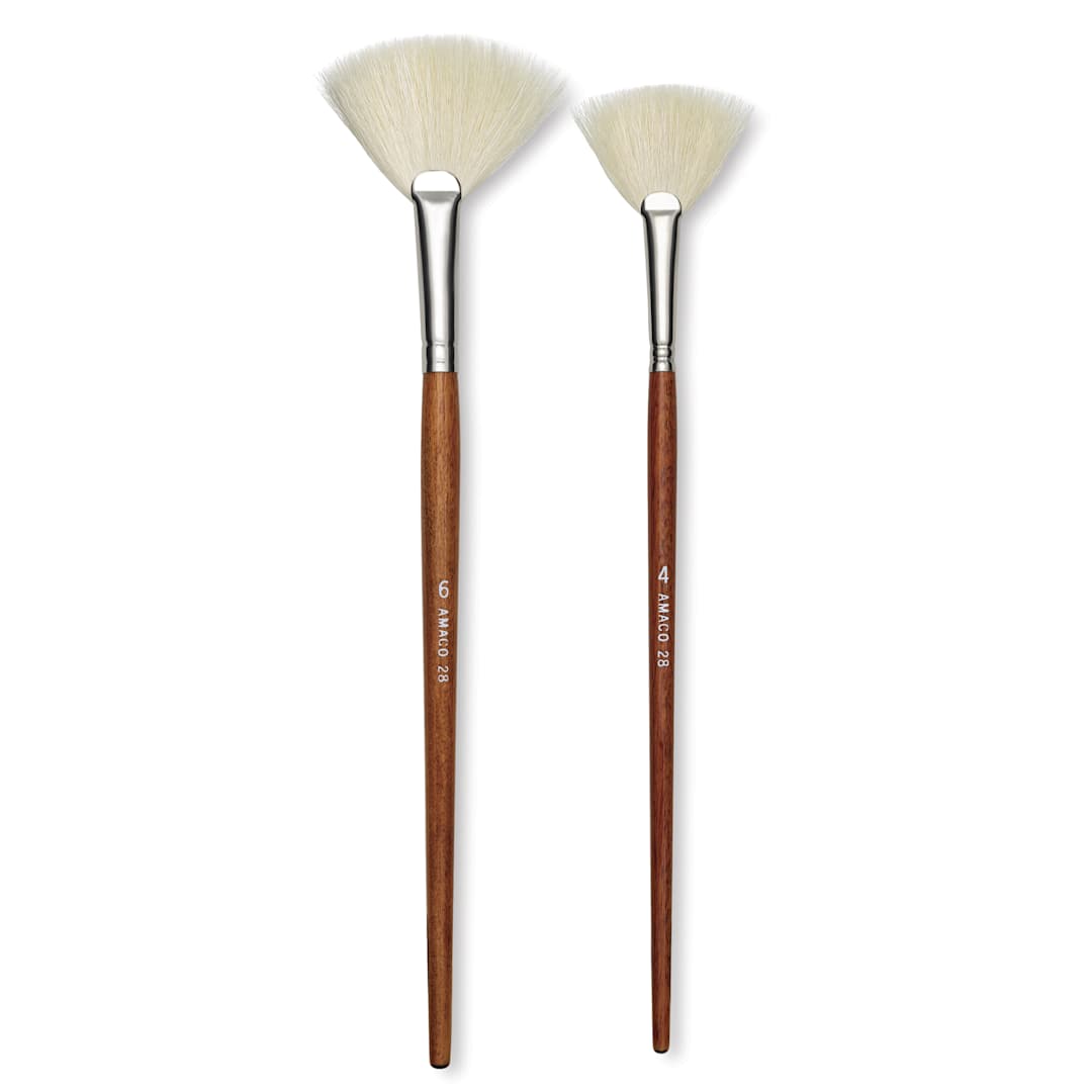 Open in modal - Amaco Fitch Glaze Fan Brushes, laid out