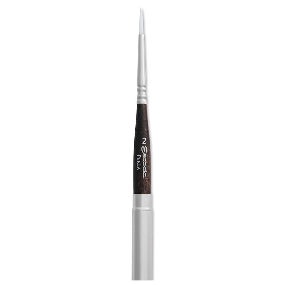 Open in modal - Escoda Perla Toray White Synthetic Travel Brush - Series 1438 Round, Size 2, Short Handle