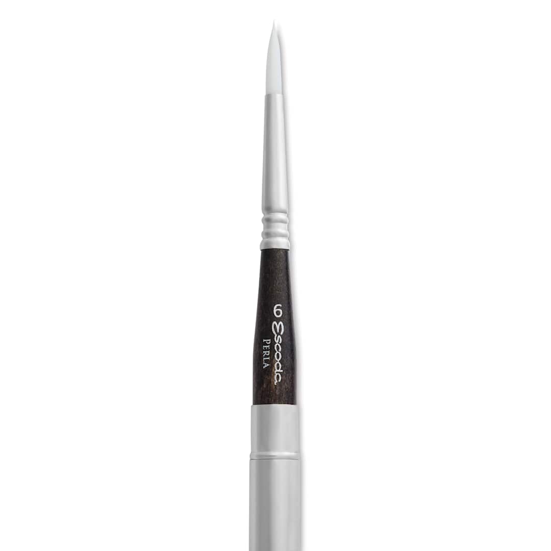 Open in modal - Escoda Perla Toray White Synthetic Travel Brush - Series 1438 Round, Size 6, Short Handle