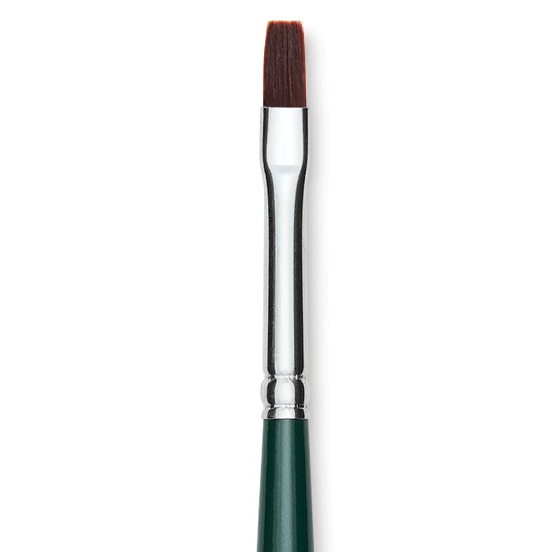 Open in modal - Silver Brush Ruby Satin Synthetic Brush - Bright, Size 4, Short Handle, close-up