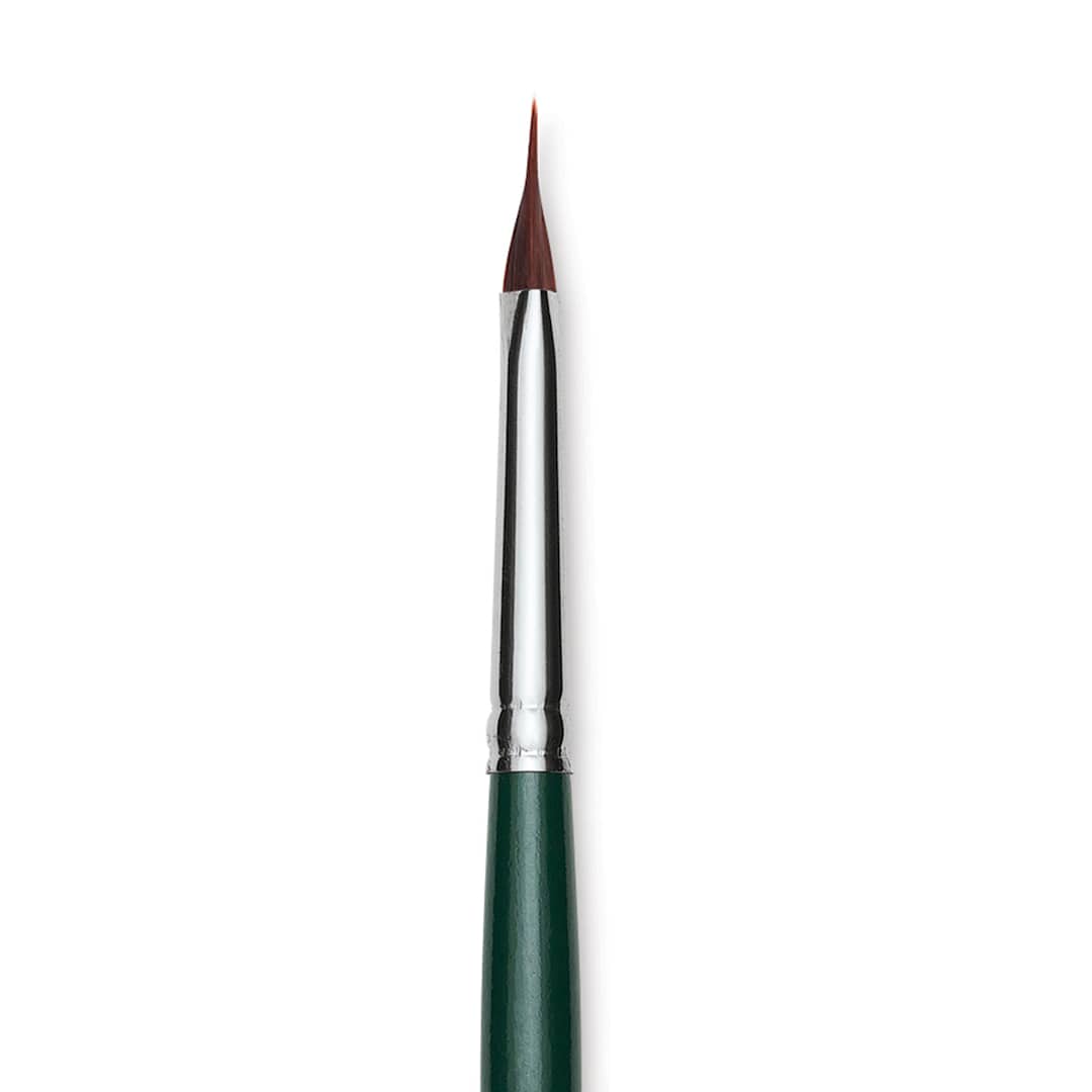 Open in modal - Silver Brush Ruby Satin Synthetic Brush - Pointed Triangle, X-Small, Short Handle close-up