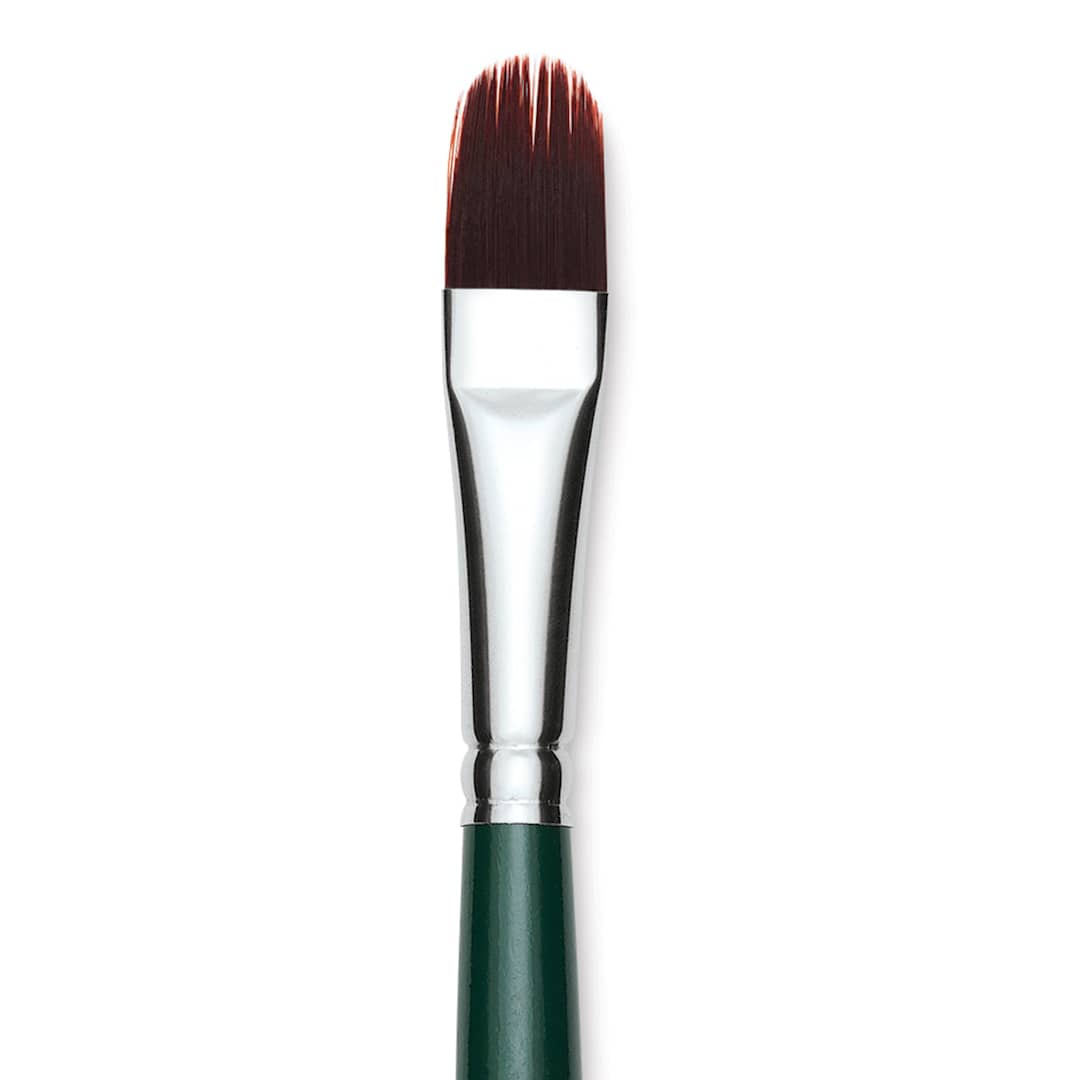 Open in modal - Silver Brush Ruby Satin Synthetic Brush - Filbert Comb, Size 1/2", Short Handle, close-up