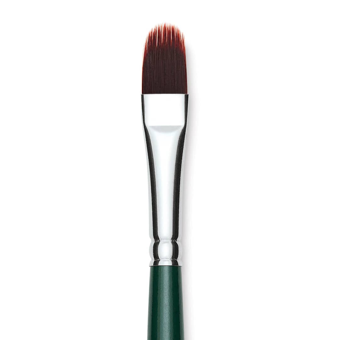 Open in modal - Silver Brush Ruby Satin Synthetic Brush - Filbert Comb, Size 3/8", Short Handle, close-up