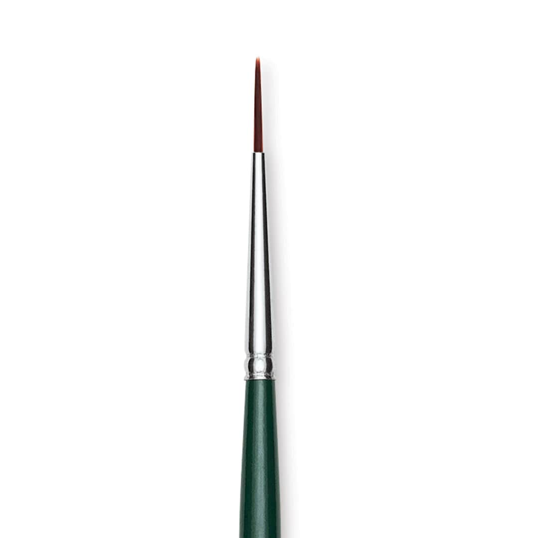 Open in modal - Silver Brush Ruby Satin Synthetic Brush - Monogram Liner, Size 0, Short Handle close-up