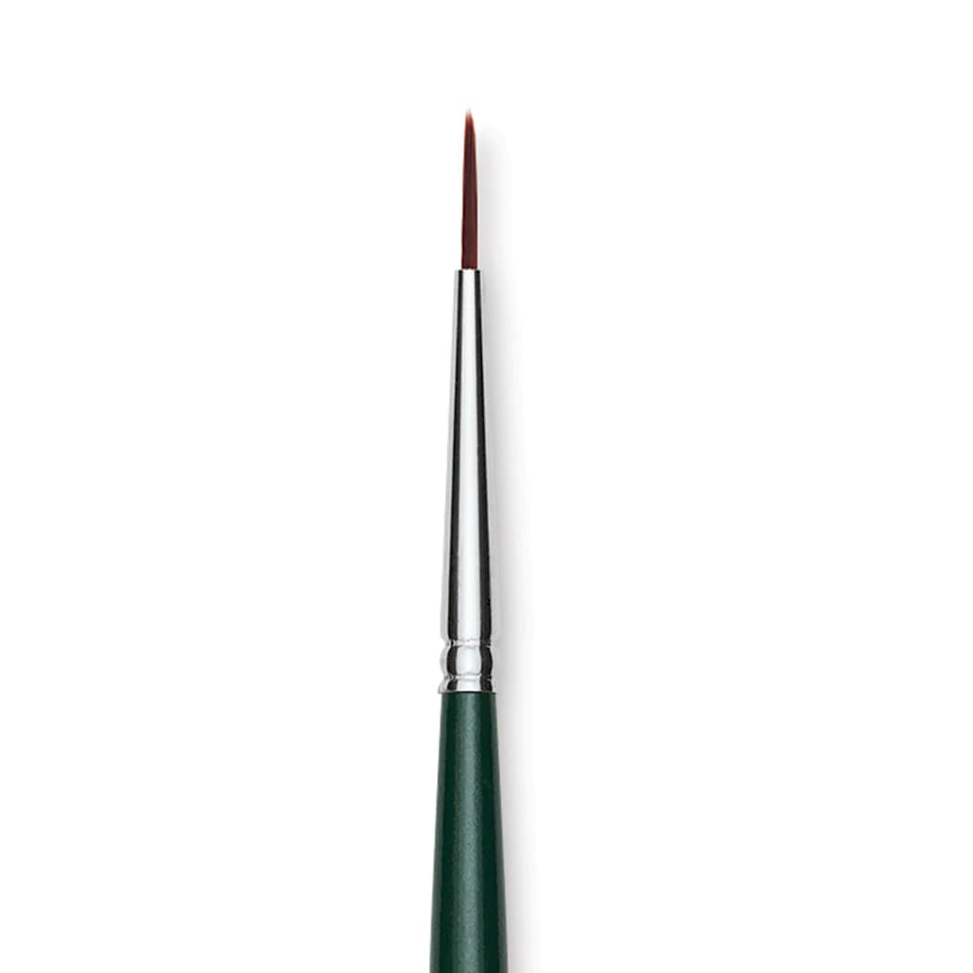Open in modal - Silver Brush Ruby Satin Synthetic Brush - Monogram Liner, Size 2/0, Short Handle close-up