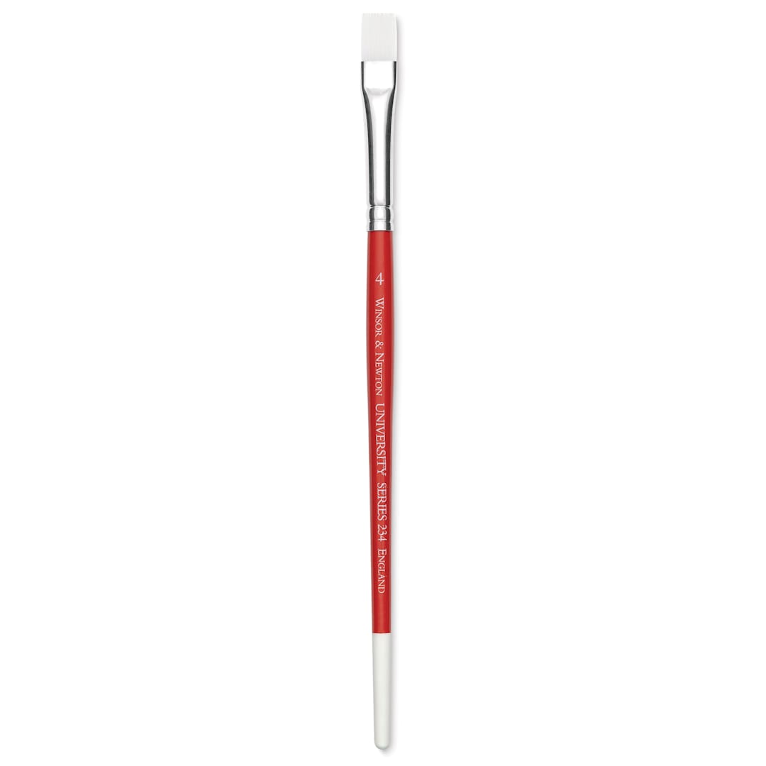 Open in modal - Winsor & Newton University Brush - Flat, Size 4, Short Handle close-up