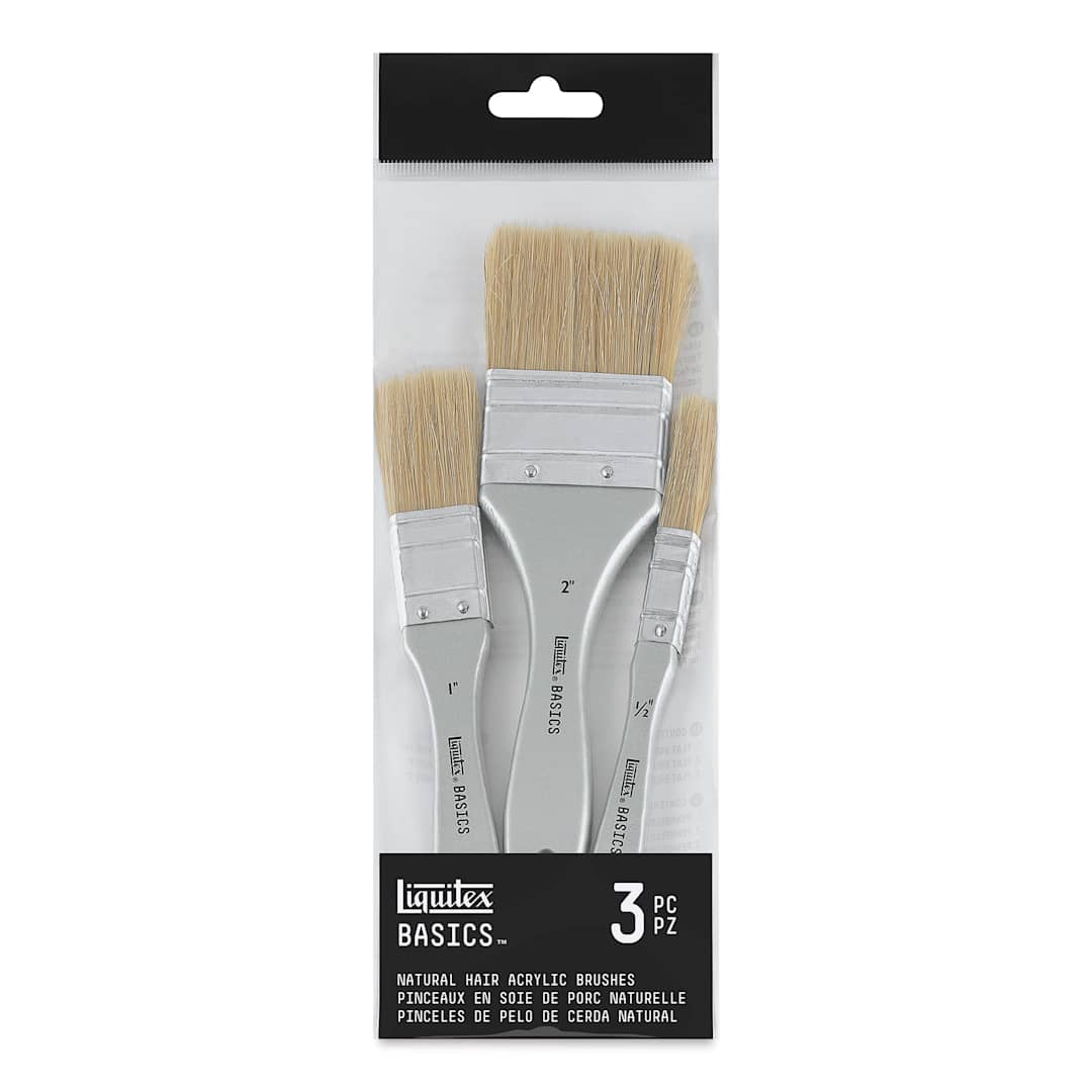 Open in modal - Liquitex Basics Large Scale Natural Brushes - Set of 3 (front)