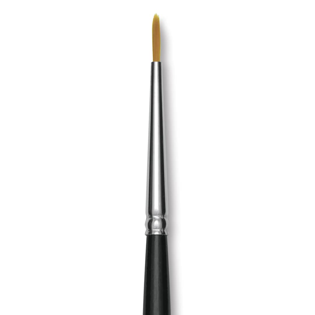 Open in modal - Trekell Synthetic Gold Taklon Brush - Round, Short Handle, Size 0, close-up