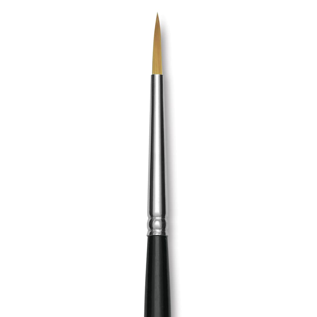 Open in modal - Trekell Synthetic Gold Taklon Brush - Round, Short Handle, Size 3, close-up