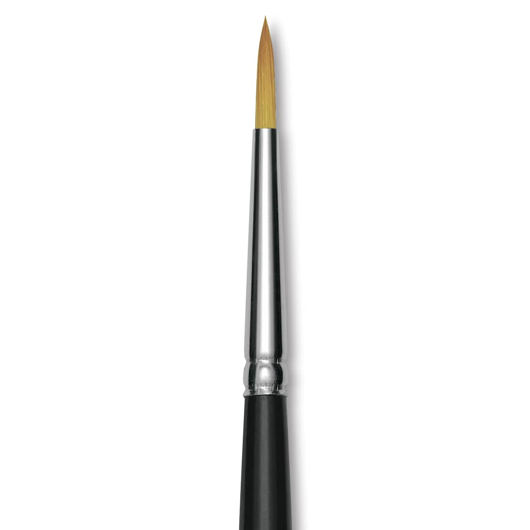 Open in modal - Trekell Synthetic Gold Taklon Brush - Round, Short Handle, Size 4, close-up