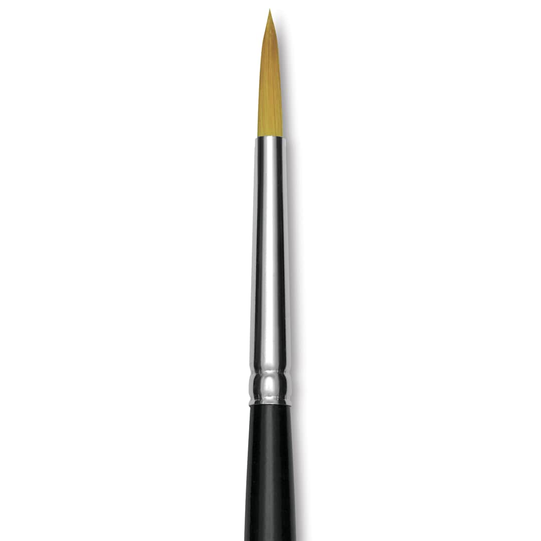 Open in modal - Trekell Synthetic Gold Taklon Brush - Round, Short Handle, Size 6, close-up