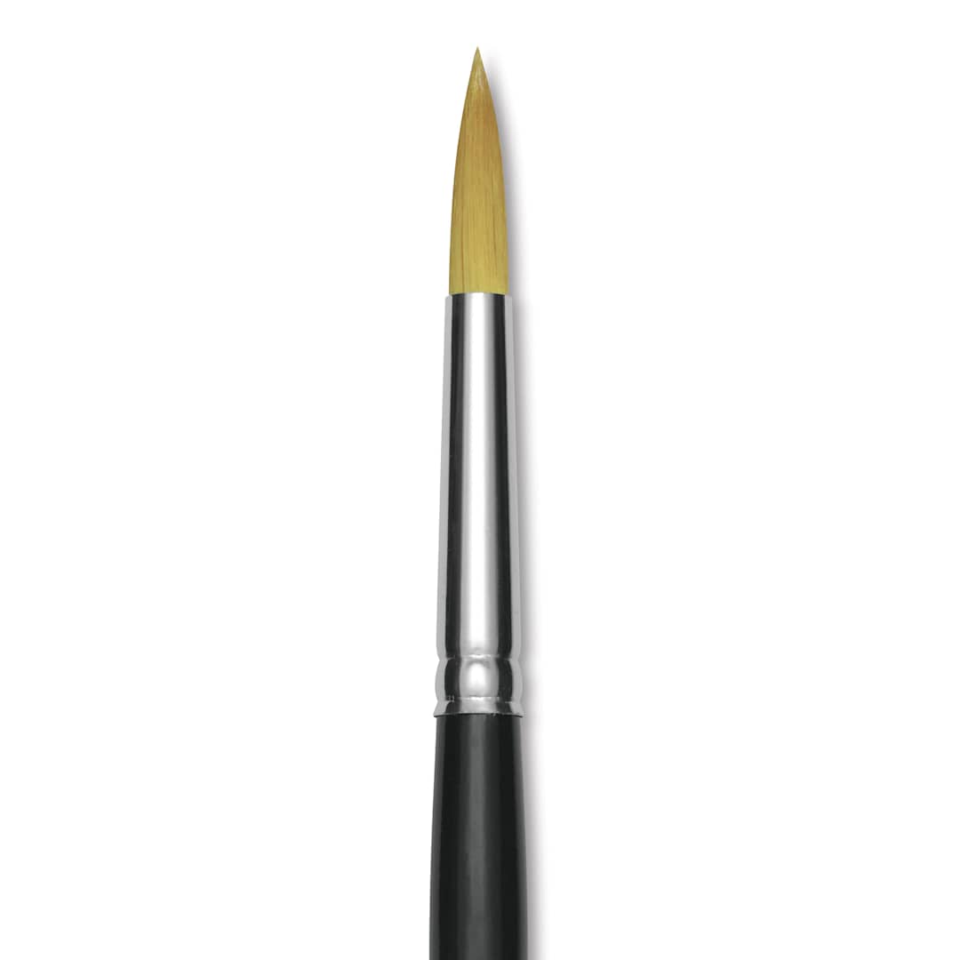 Open in modal - Trekell Synthetic Gold Taklon Brush - Round, Short Handle, Size 10, close-up