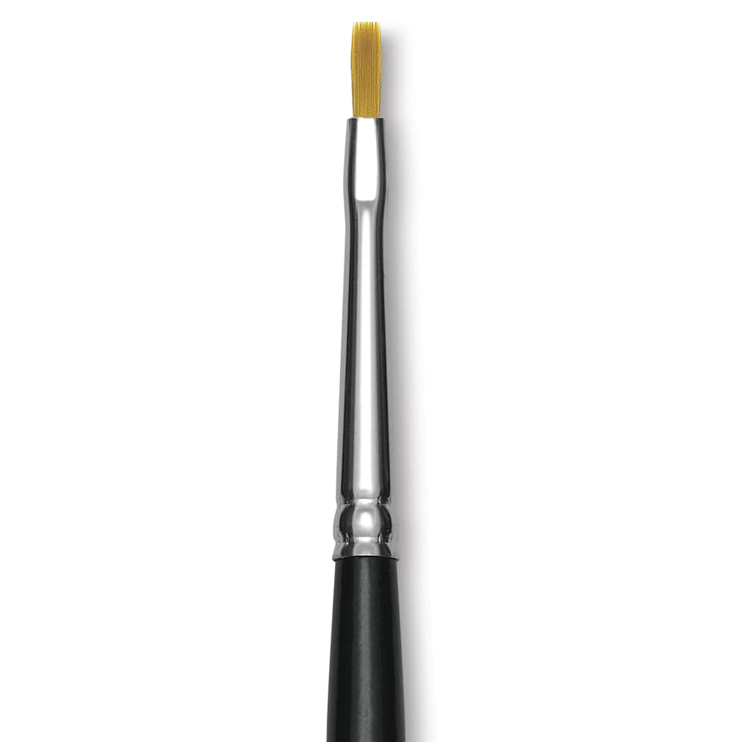 Open in modal - Trekell Synthetic Gold Taklon Brush - Bright, Short Handle, Size 0, close-up