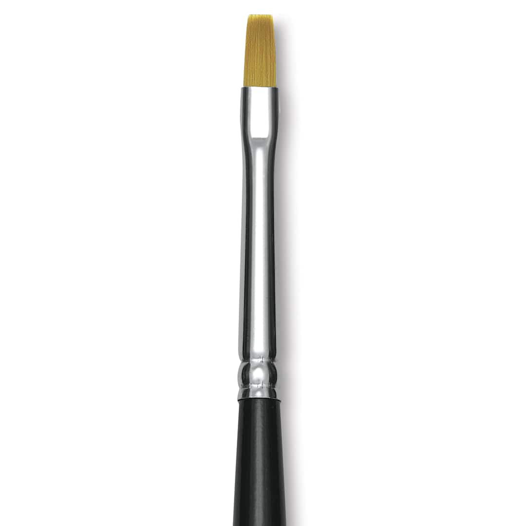 Open in modal - Trekell Synthetic Gold Taklon Brush - Bright, Short Handle, Size 2, close-up