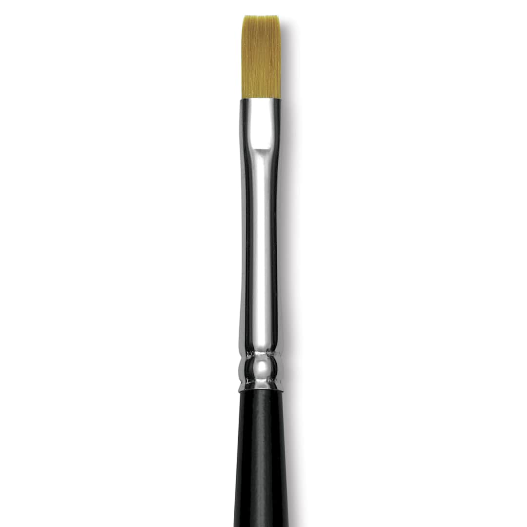 Open in modal - Trekell Synthetic Gold Taklon Brush - Bright, Short Handle, Size 4, close-up