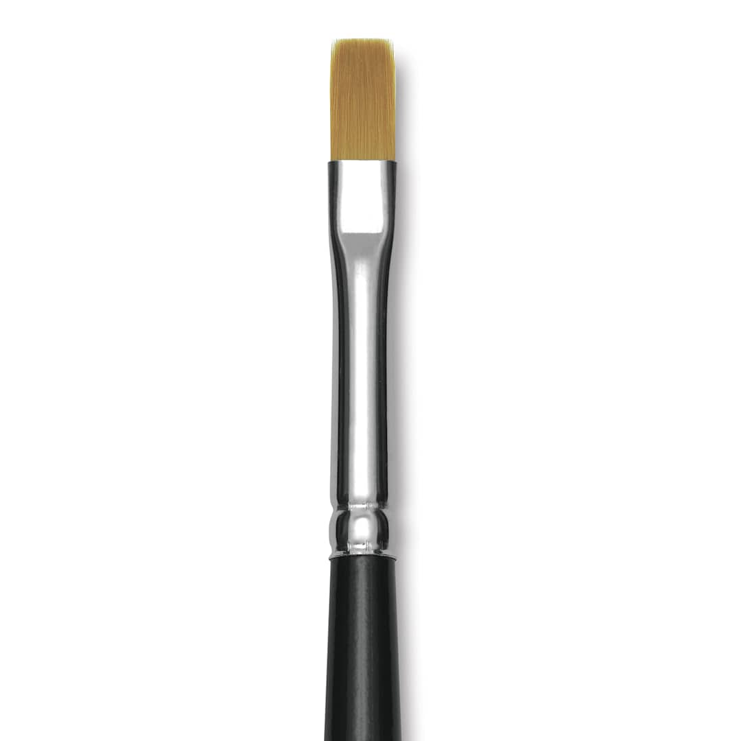 Open in modal - Trekell Synthetic Gold Taklon Brush - Bright, Short Handle, Size 6, close-up
