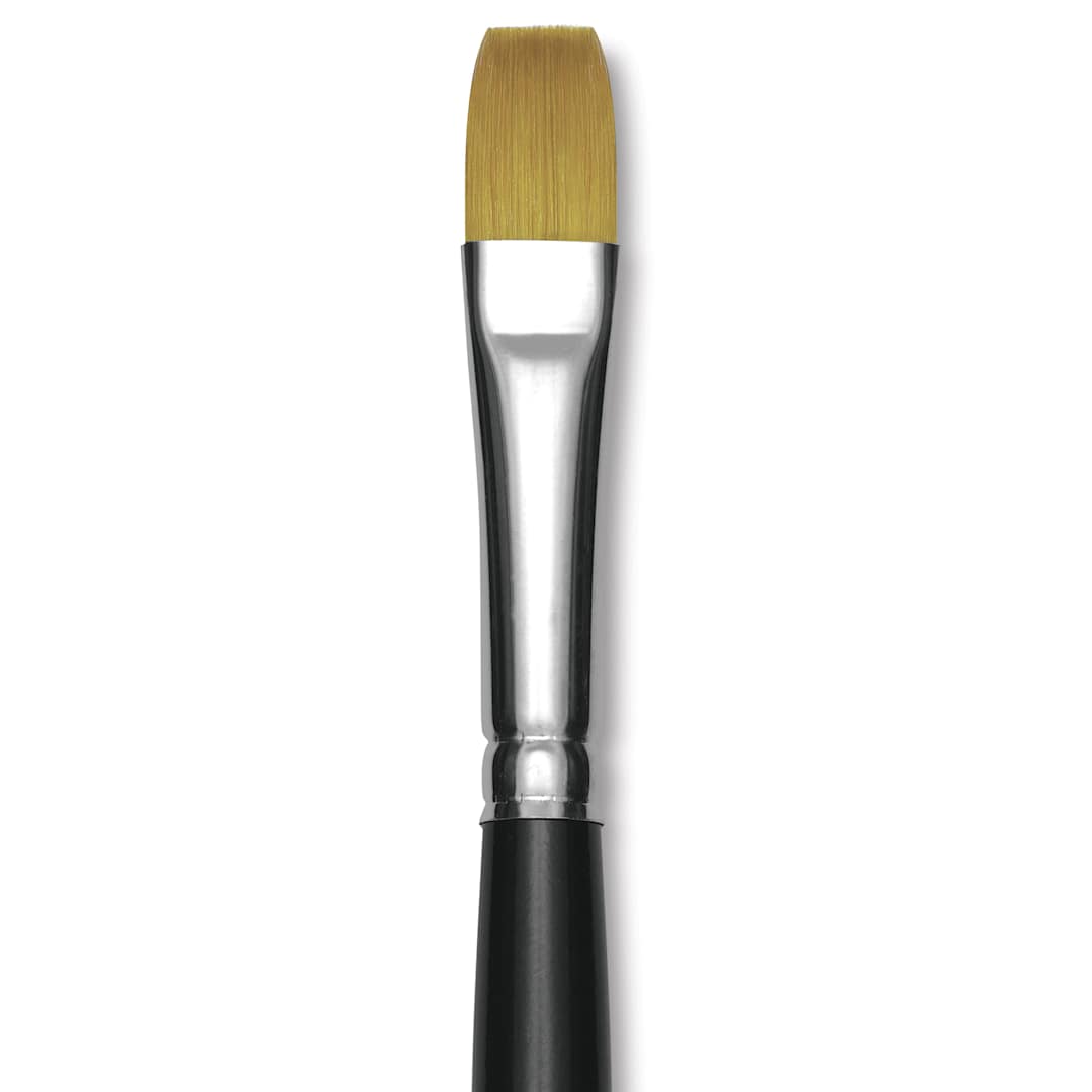 Open in modal - Trekell Synthetic Gold Taklon Brush - Bright, Short Handle, Size 12, close-up