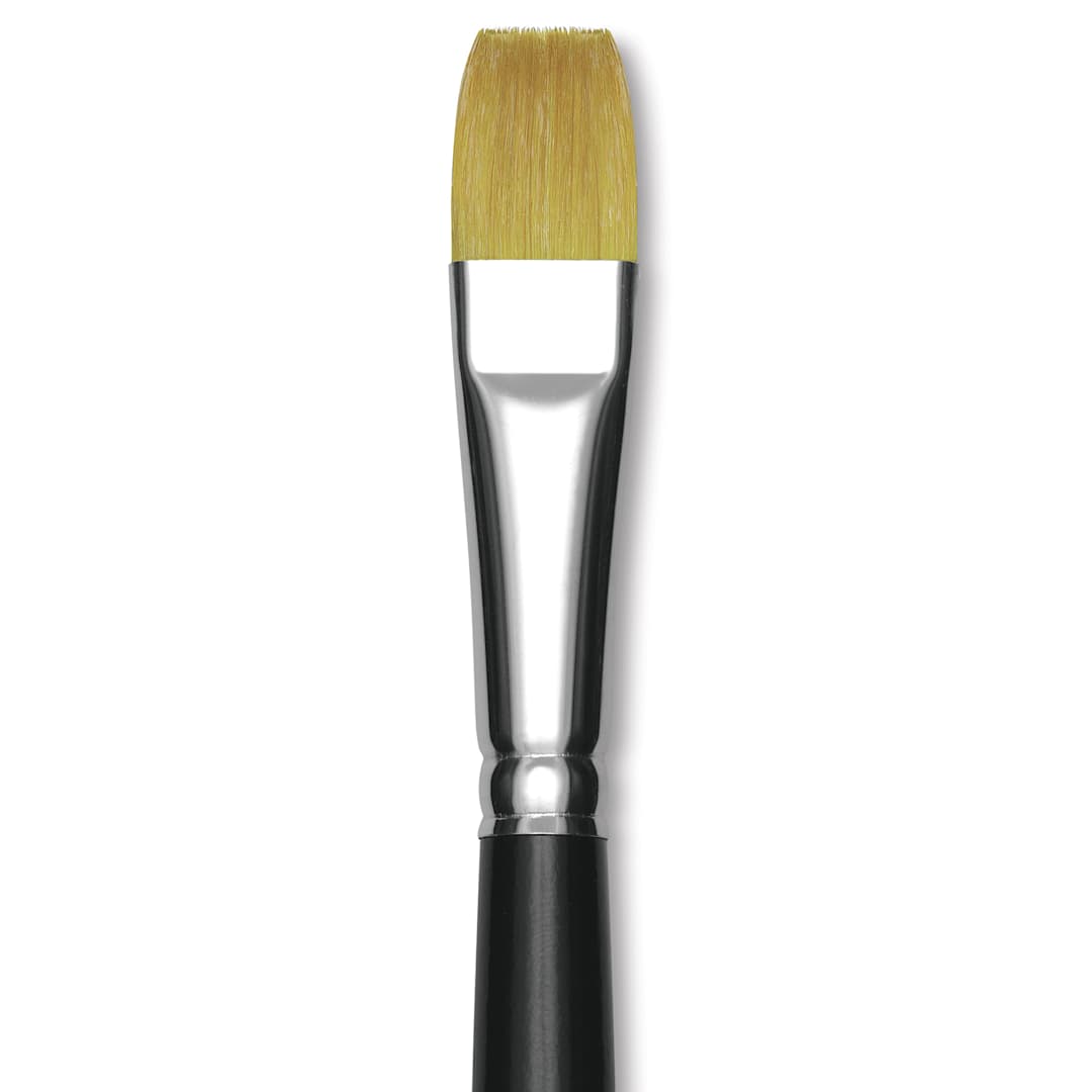 Open in modal - Trekell Synthetic Gold Taklon Brush - Bright, Short Handle, Size 16, close-up
