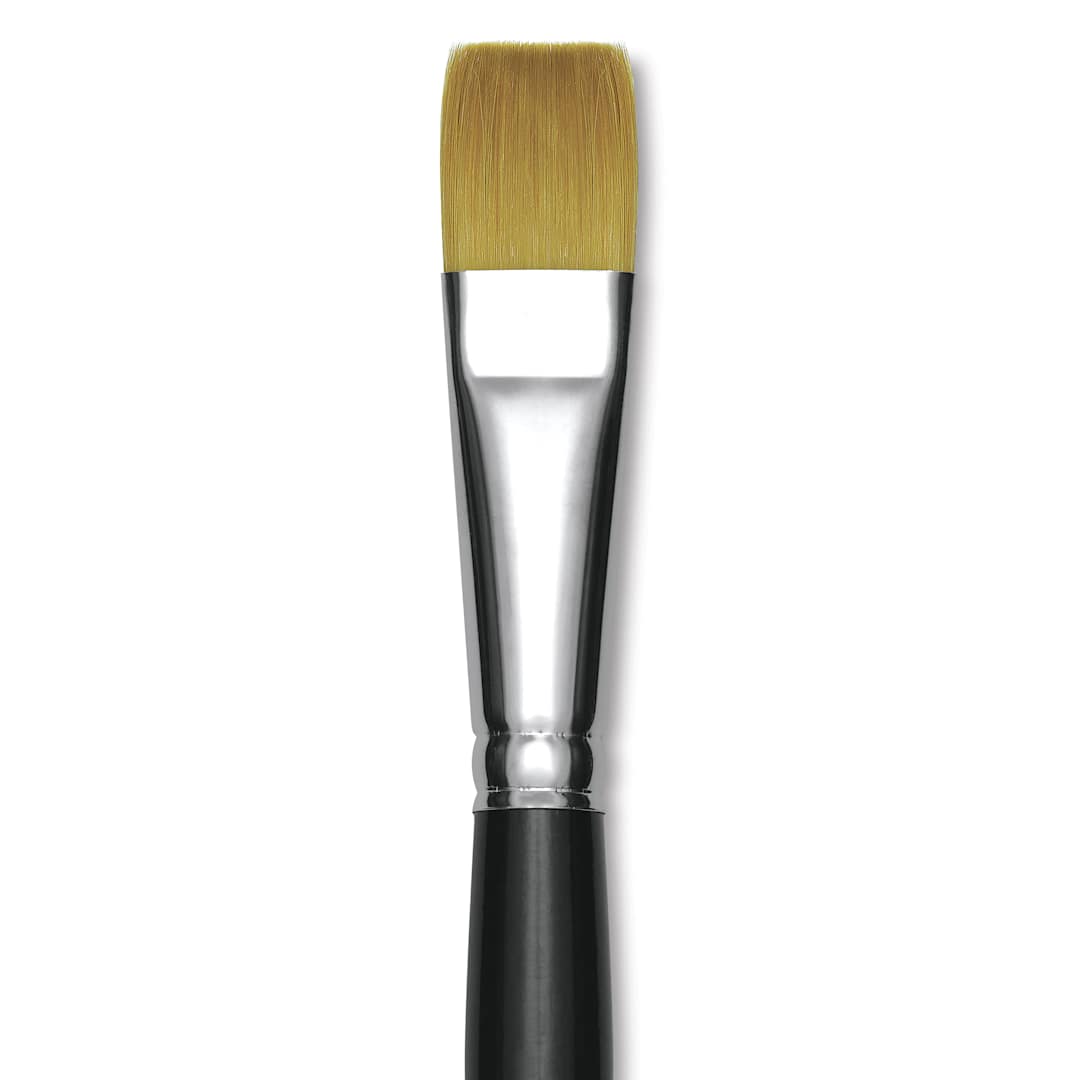 Open in modal - Trekell Synthetic Gold Taklon Brush - Bright, Short Handle, Size 20, close-up