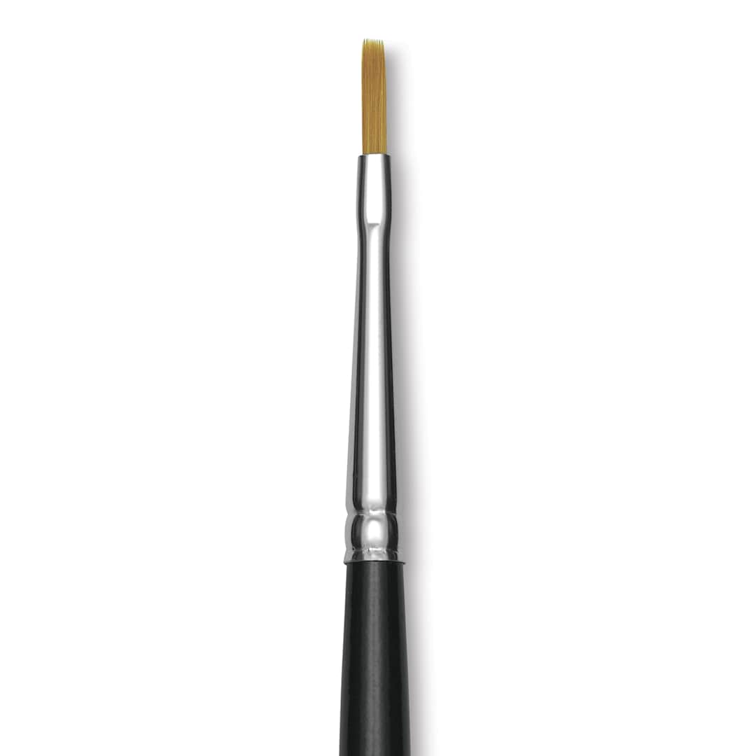 Open in modal - Trekell Synthetic Gold Taklon Brush - Flat, Short Handle, Size 0, close-up