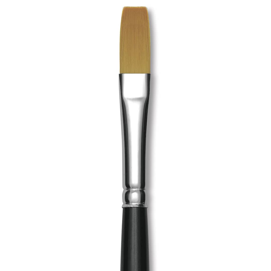 Open in modal - Trekell Synthetic Gold Taklon Brush - Flat, Short Handle, Size 10, close-up