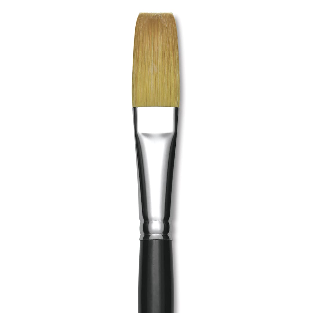 Open in modal - Trekell Synthetic Gold Taklon Brush - Flat, Short Handle, Size 20, close-up