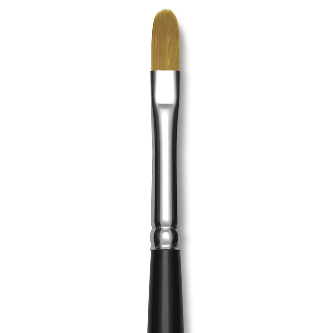Open in modal - Trekell Synthetic Gold Taklon Brush - Filbert, Short Handle, Size 6, close-up