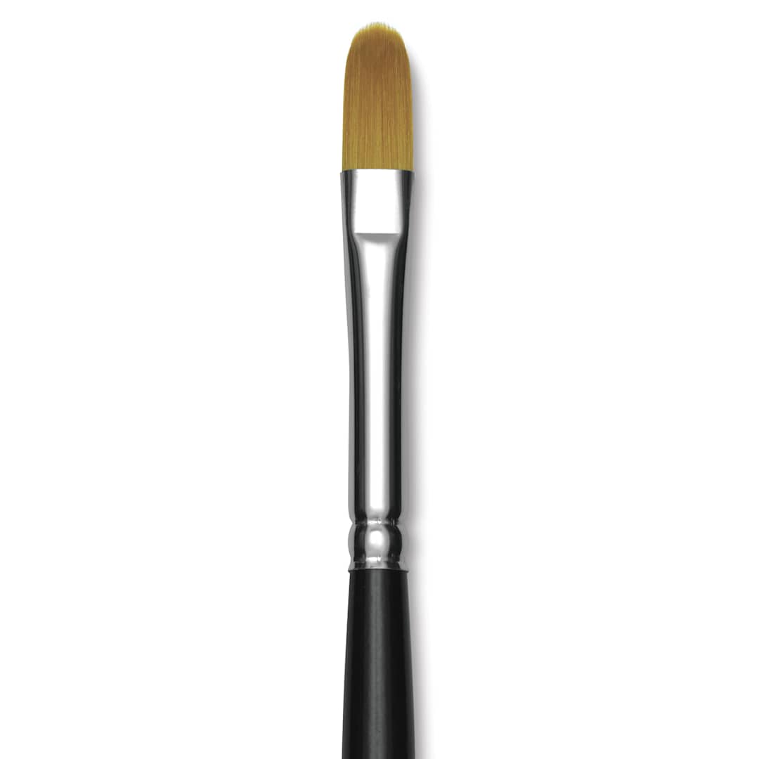 Open in modal - Trekell Synthetic Gold Taklon Brush - Filbert, Short Handle, Size 8, close-up
