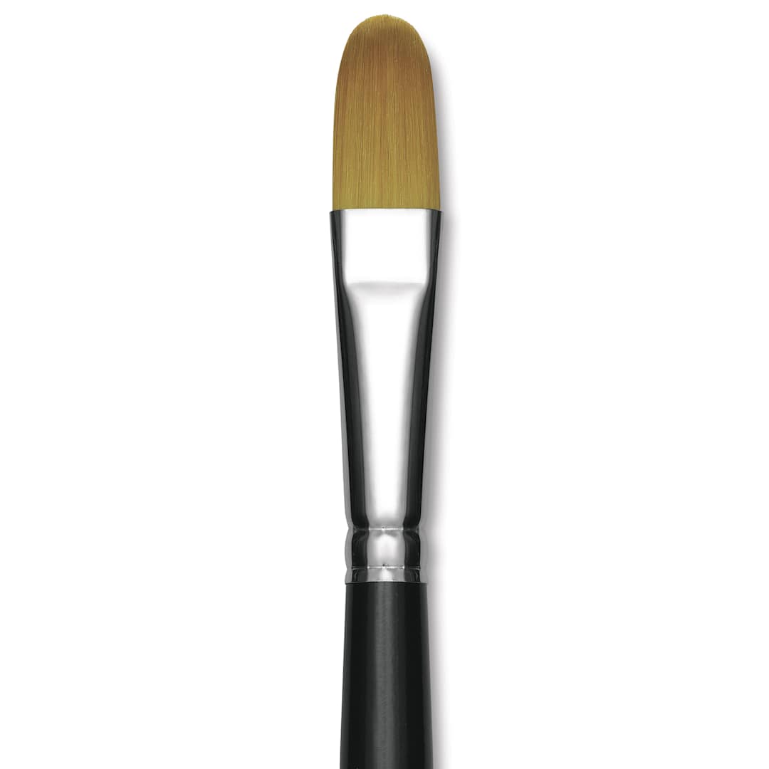 Open in modal - Trekell Synthetic Gold Taklon Brush - Filbert, Short Handle, Size 16, close-up