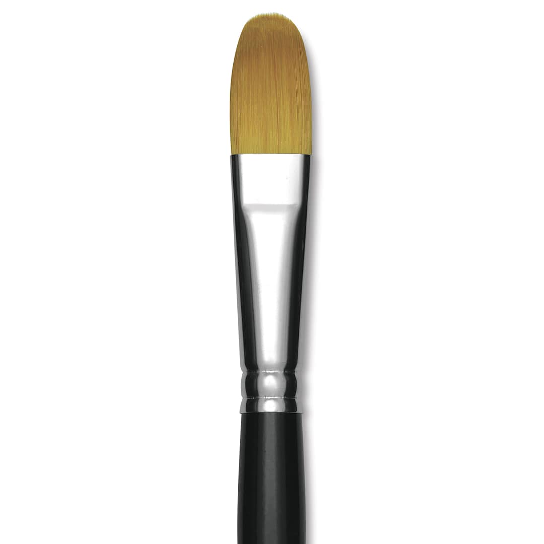Open in modal - Trekell Synthetic Gold Taklon Brush - Filbert, Short Handle, Size 20, close-up