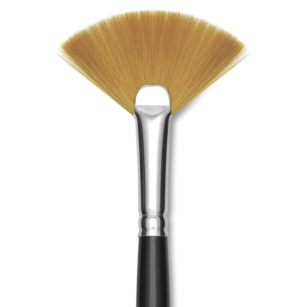 Open in modal - Trekell Synthetic Gold Taklon Brush - Fan, Short Handle, Size 6, close-up