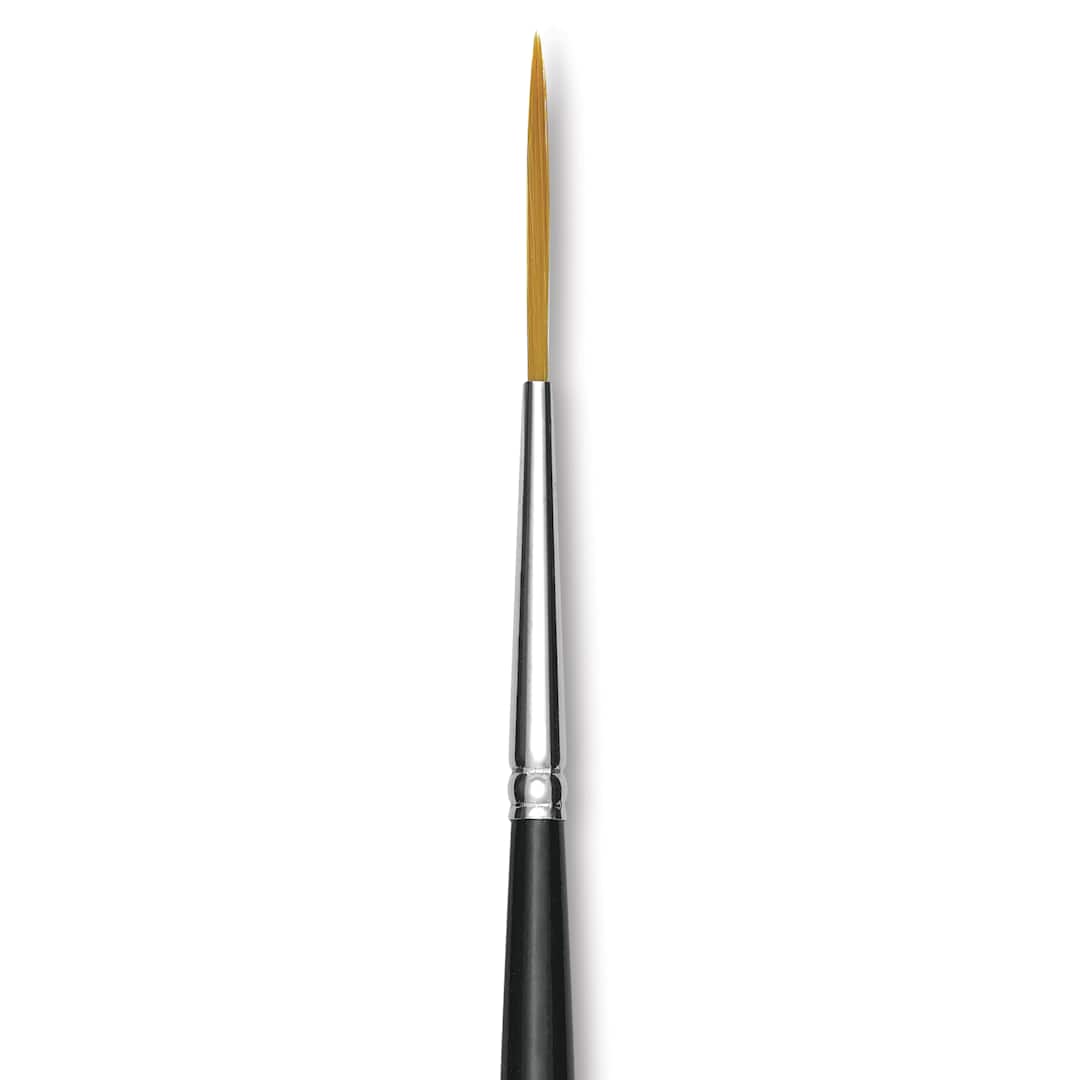 Open in modal - Trekell Synthetic Gold Taklon Brush - Script/Rigger, Short Handle, Size 0, close-up