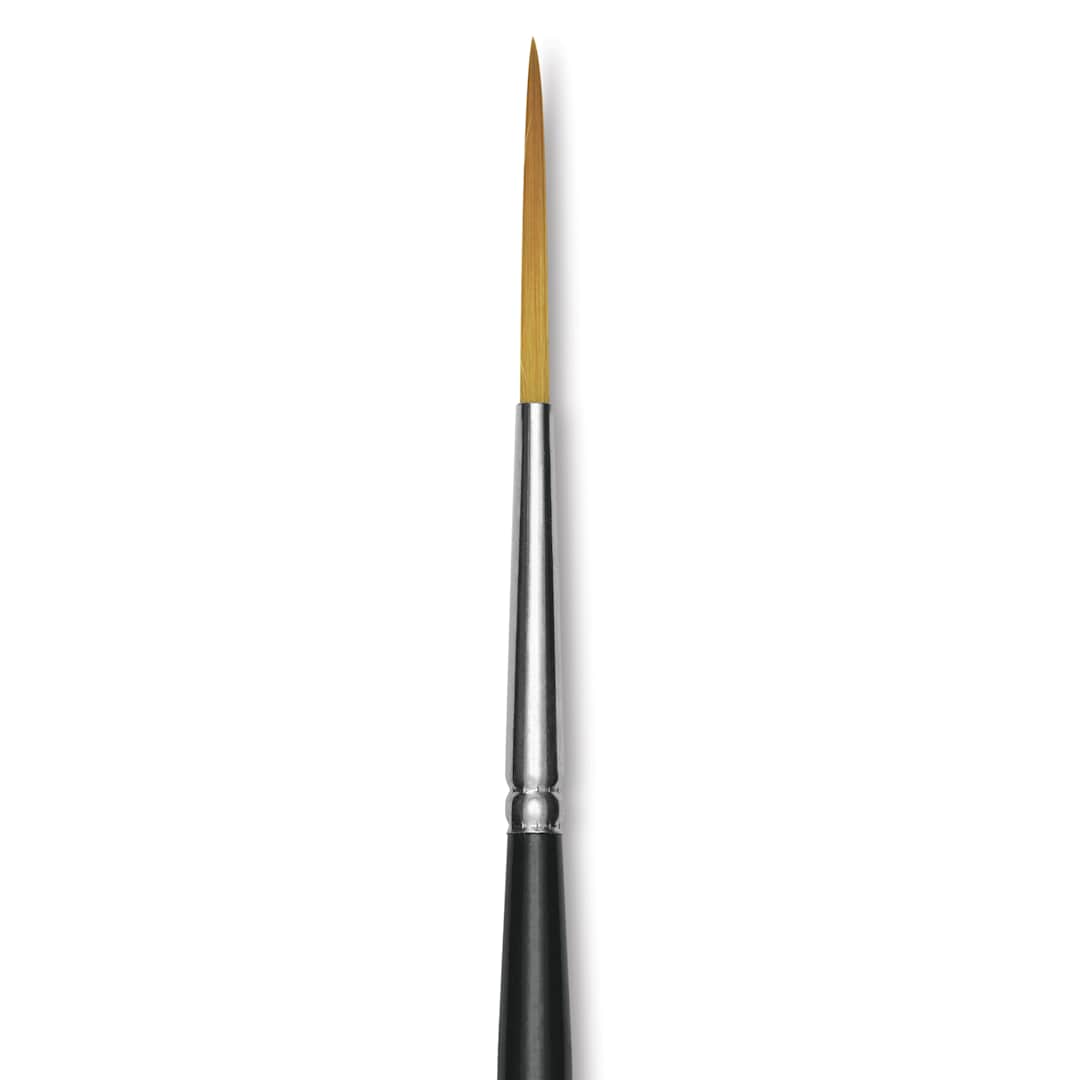 Open in modal - Trekell Synthetic Gold Taklon Brush - Script/Rigger, Short Handle, Size 4, close-up