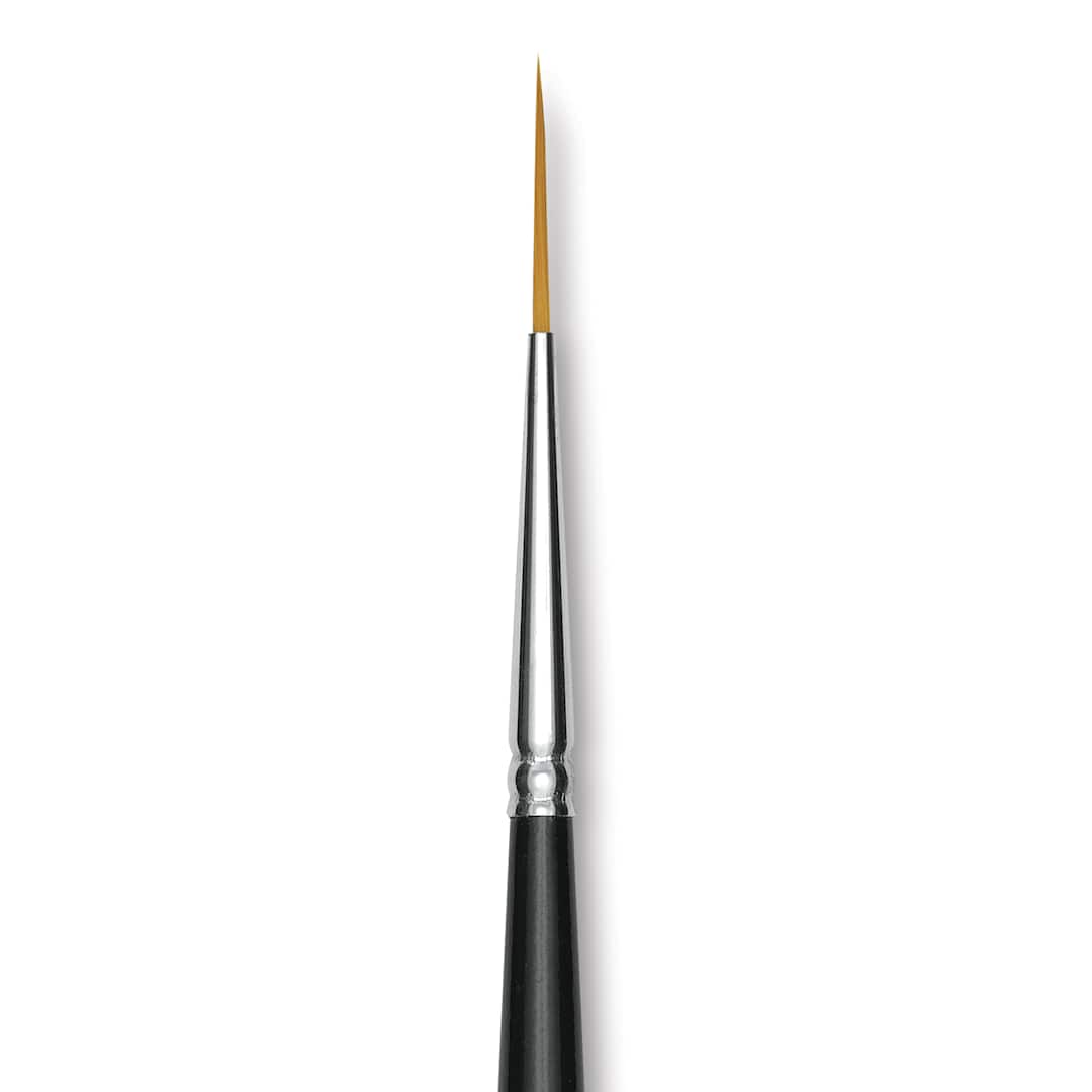 Open in modal - Trekell Synthetic Gold Taklon Brush - Script/Rigger, Short Handle, Size 5/0, close-up