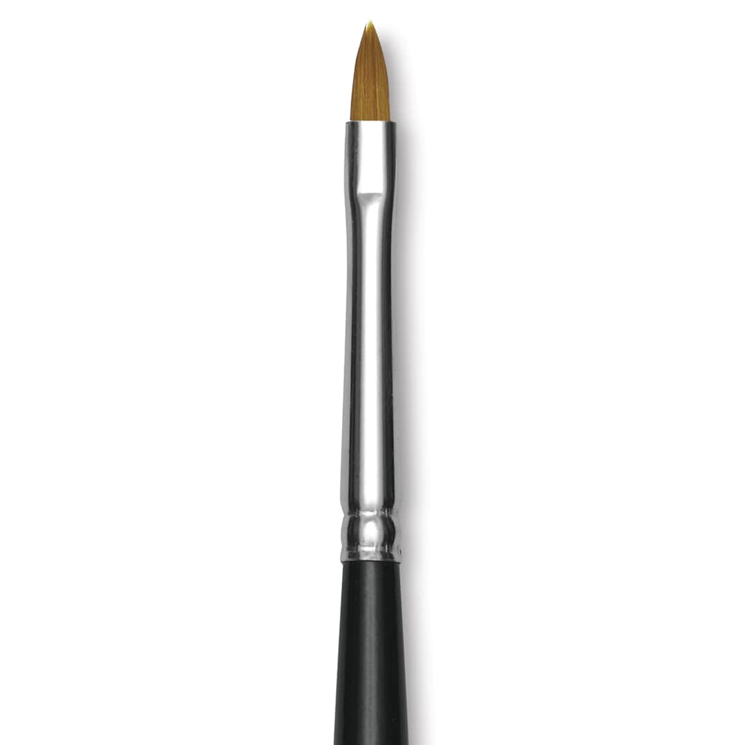 Open in modal - Trekell Synthetic Gold Taklon Brush - Cat's Tongue, Short Handle, Size 2, close-up