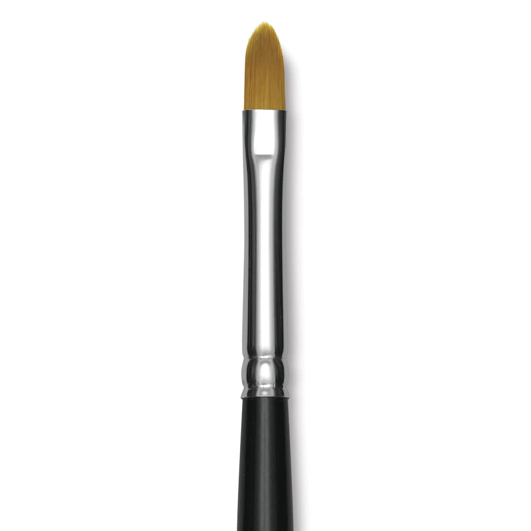 Open in modal - Trekell Synthetic Gold Taklon Brush - Cat's Tongue, Short Handle, Size 6, close-up