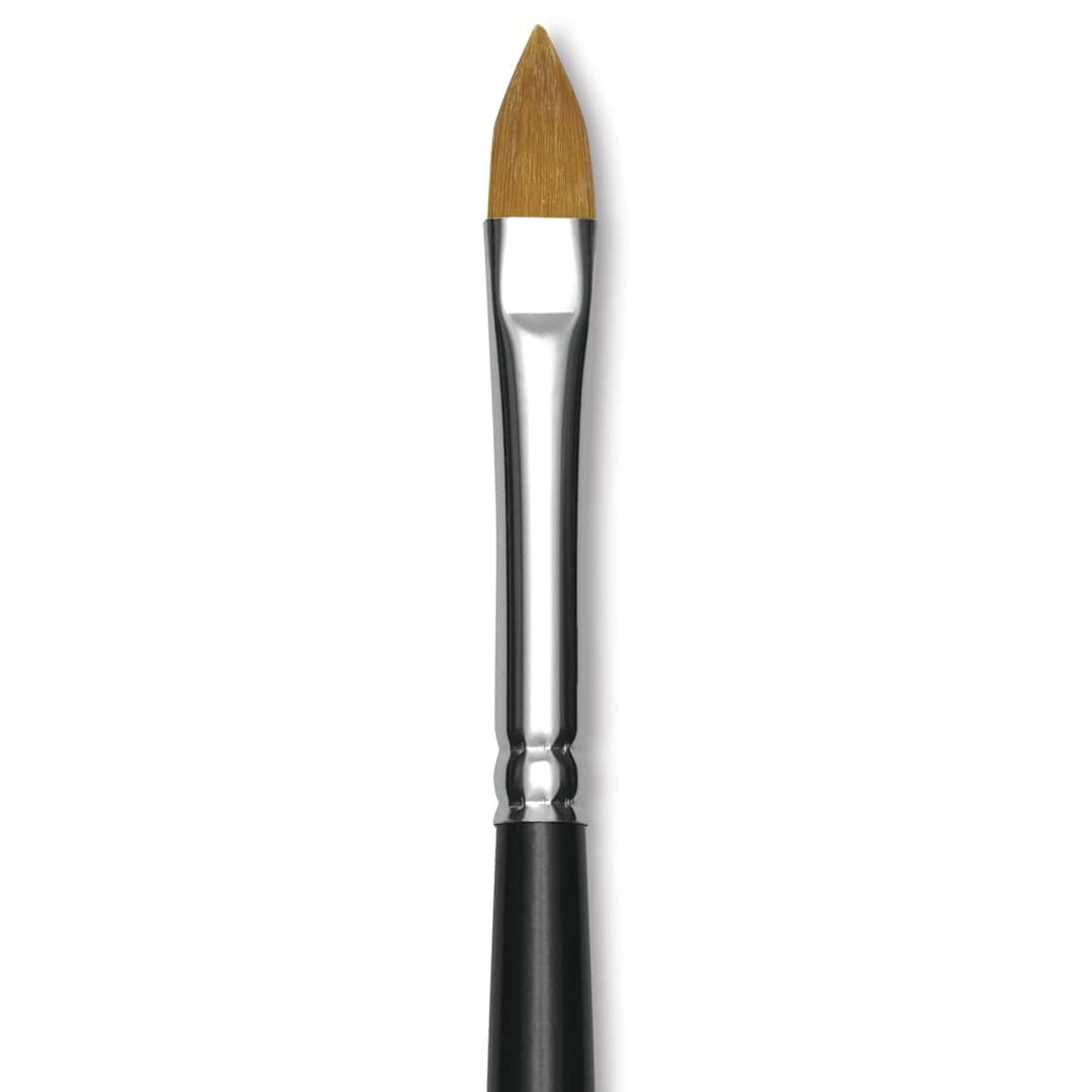 Open in modal - Trekell Synthetic Gold Taklon Brush - Cat's Tongue, Short Handle, Size 8, close-up