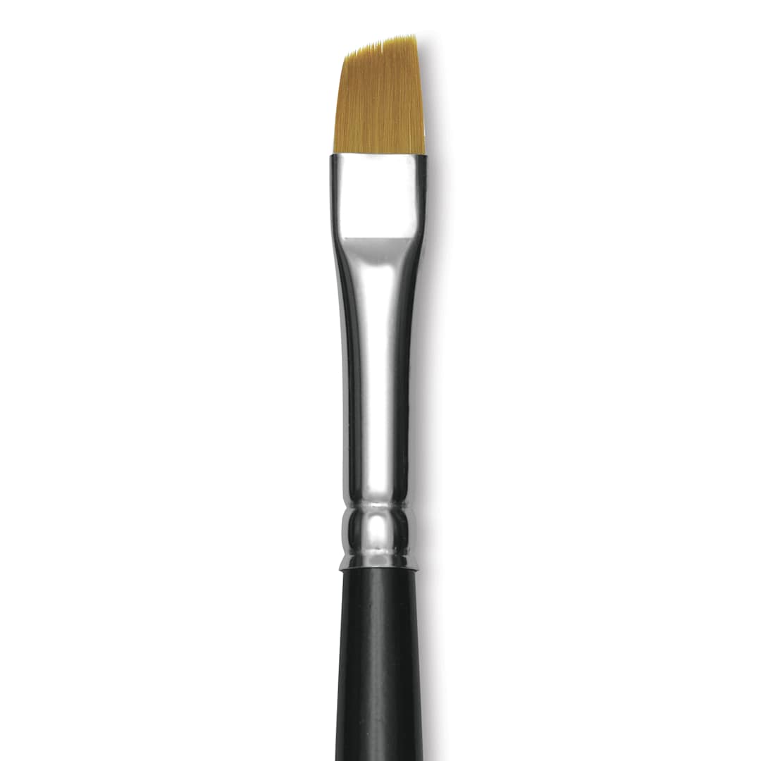 Open in modal - Trekell Synthetic Gold Taklon Brush - Angle, Short Handle, Size 1/4", close-up