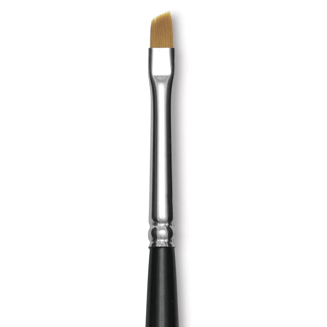Open in modal - Trekell Synthetic Gold Taklon Brush - Angle, Short Handle, Size 1/8", close-up