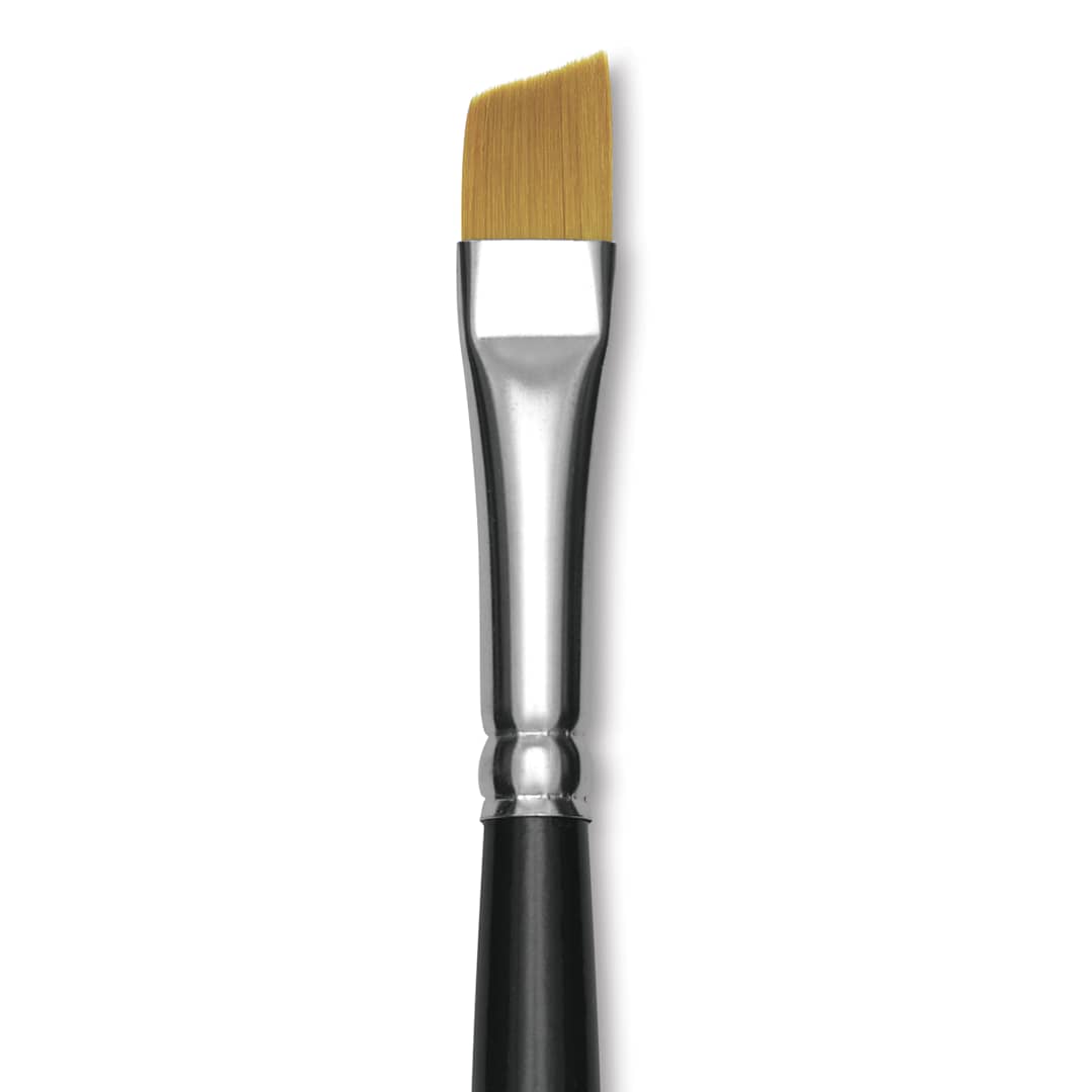 Open in modal - Trekell Synthetic Gold Taklon Brush - Angle, Short Handle, Size 3/8", close-up
