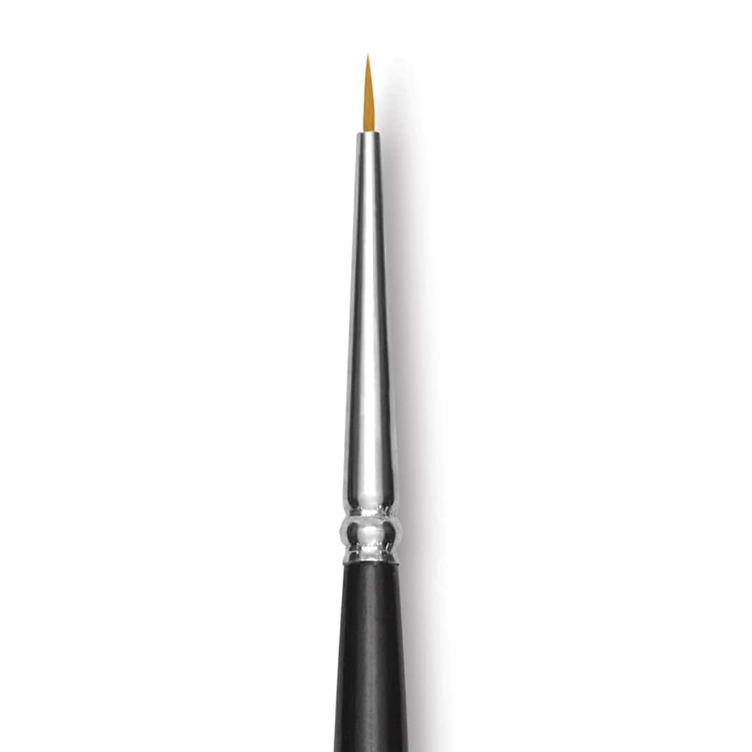 Open in modal - Trekell Synthetic Gold Taklon Brush - Round, Long Handle, Size 10/0, close-up
