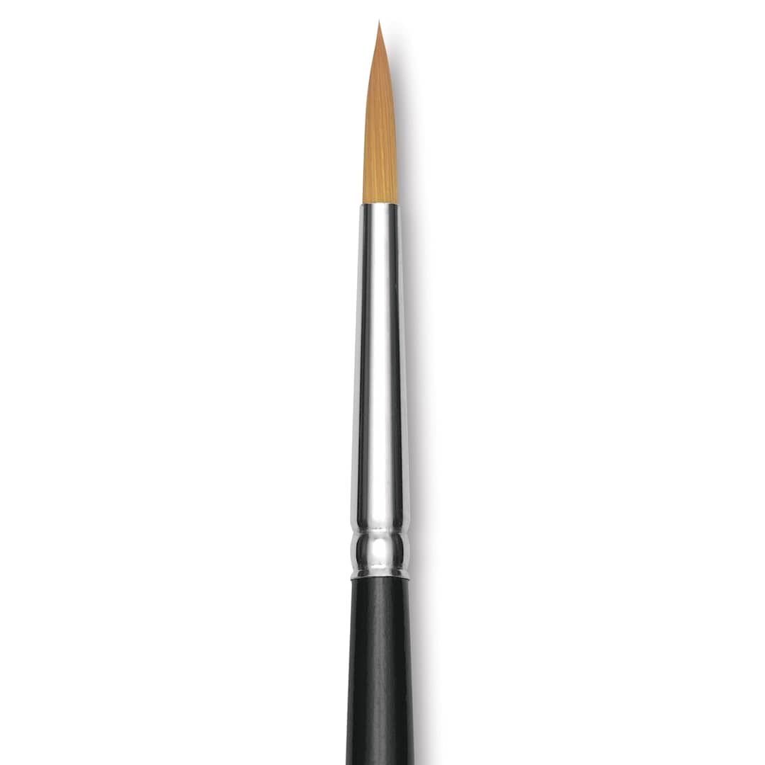 Open in modal - Trekell Synthetic Gold Taklon Brush - Round, Long Handle, Size 12, close-up