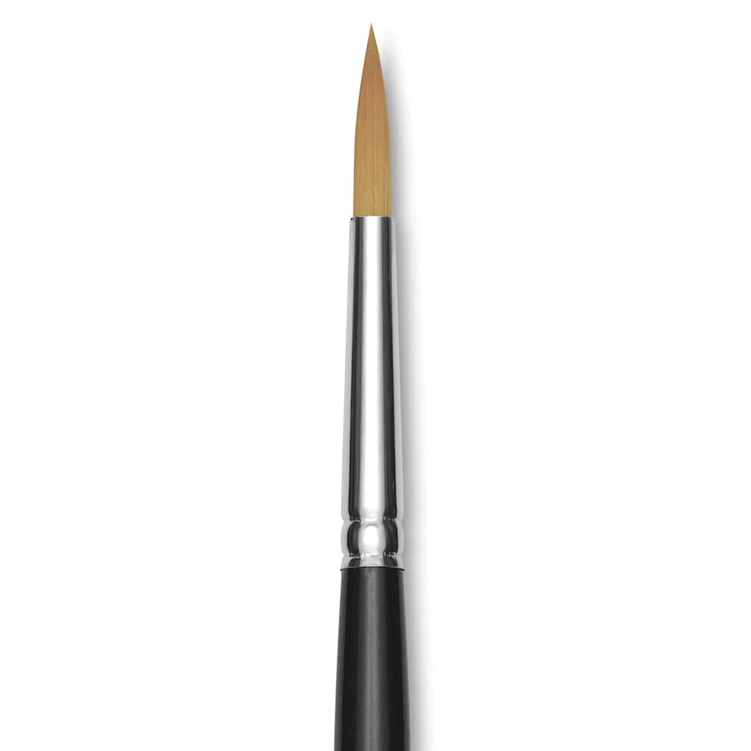 Open in modal - Trekell Synthetic Gold Taklon Brush - Round, Long Handle, Size 16, close-up