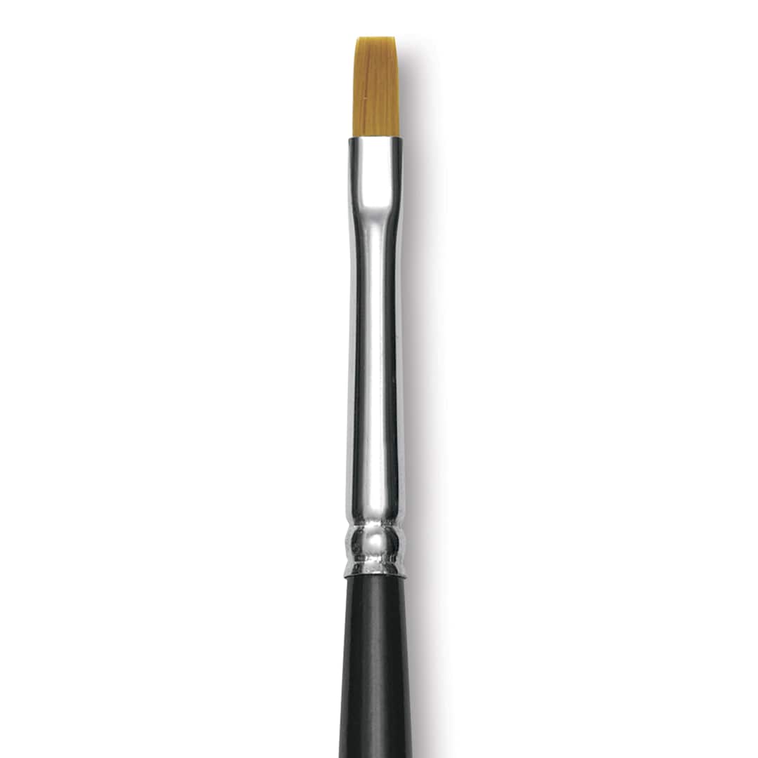 Open in modal - Trekell Synthetic Gold Taklon Brush - Bright, Long Handle, Size 2, close-up