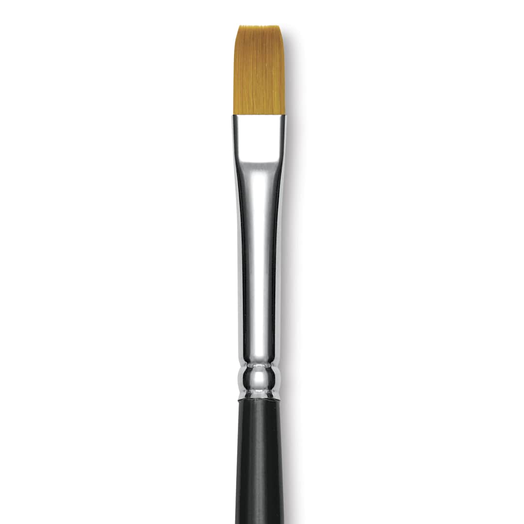 Open in modal - Trekell Synthetic Gold Taklon Brush - Bright, Long Handle, Size 8, close-up