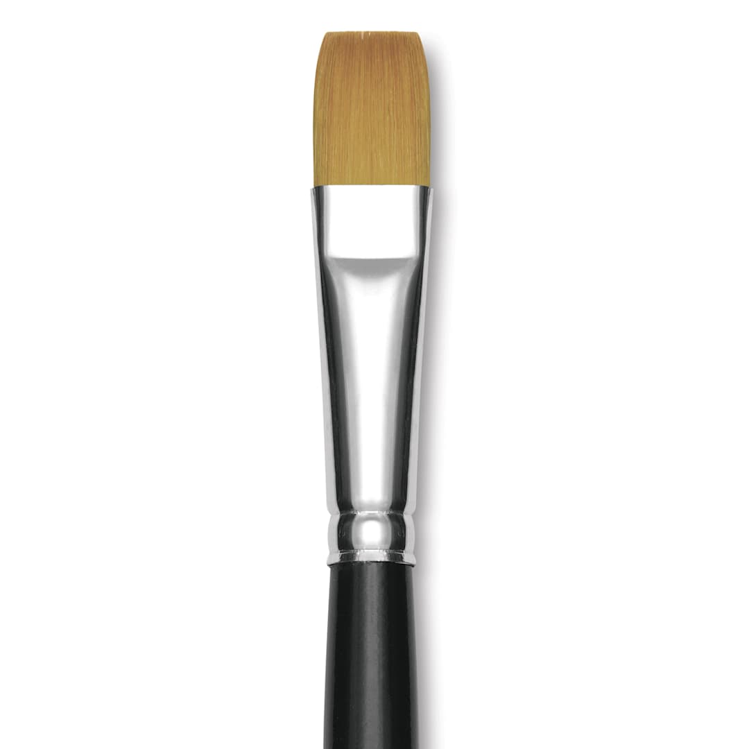 Open in modal - Trekell Synthetic Gold Taklon Brush - Bright, Long Handle, Size 16, close-up