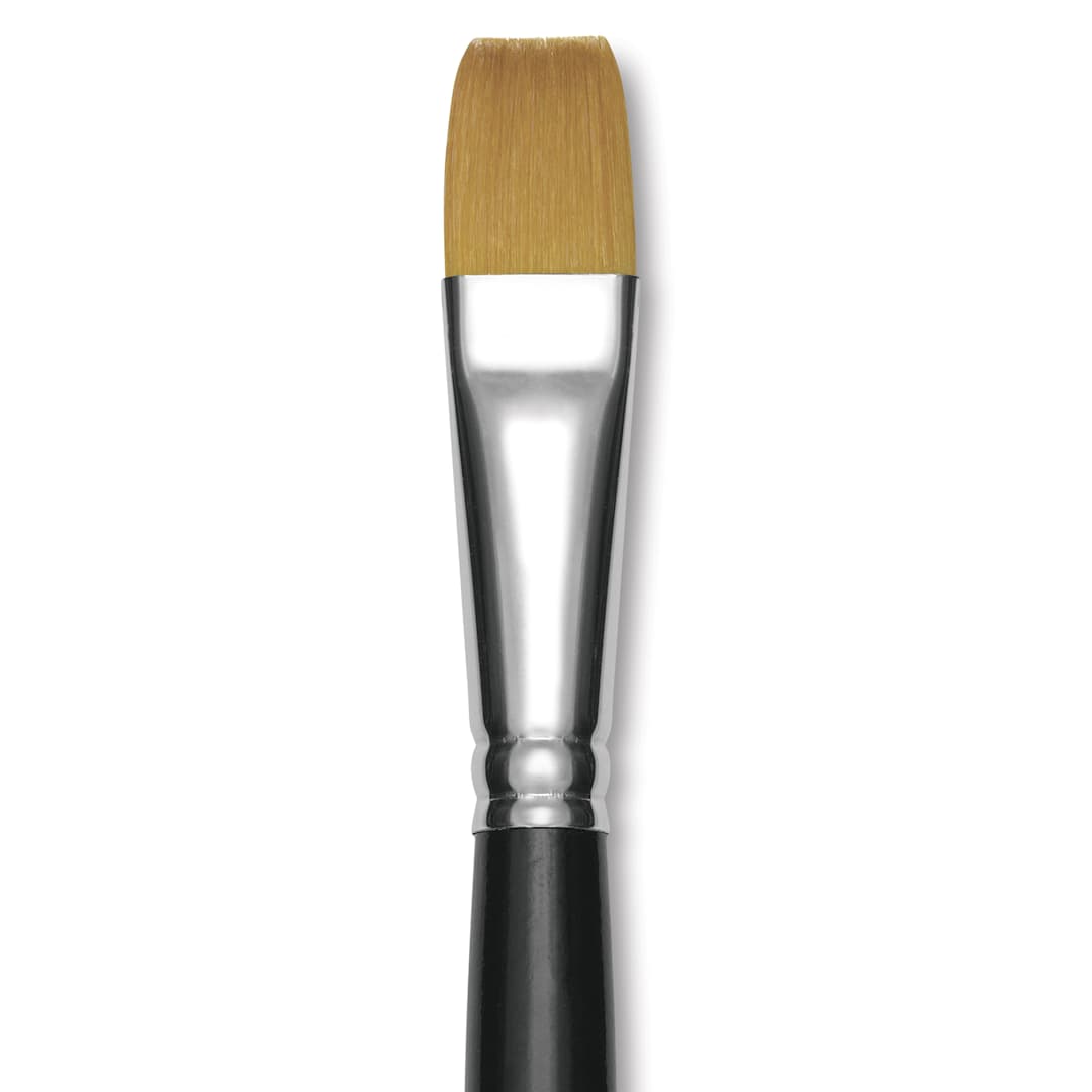 Open in modal - Trekell Synthetic Gold Taklon Brush - Bright, Long Handle, Size 20, close-up