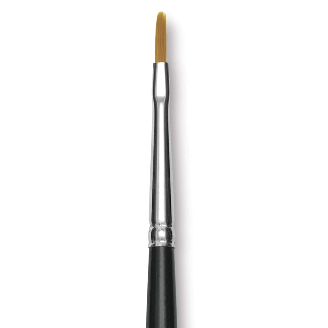 Open in modal - Trekell Synthetic Gold Taklon Brush - Flat, Long Handle, Size 0, close-up
