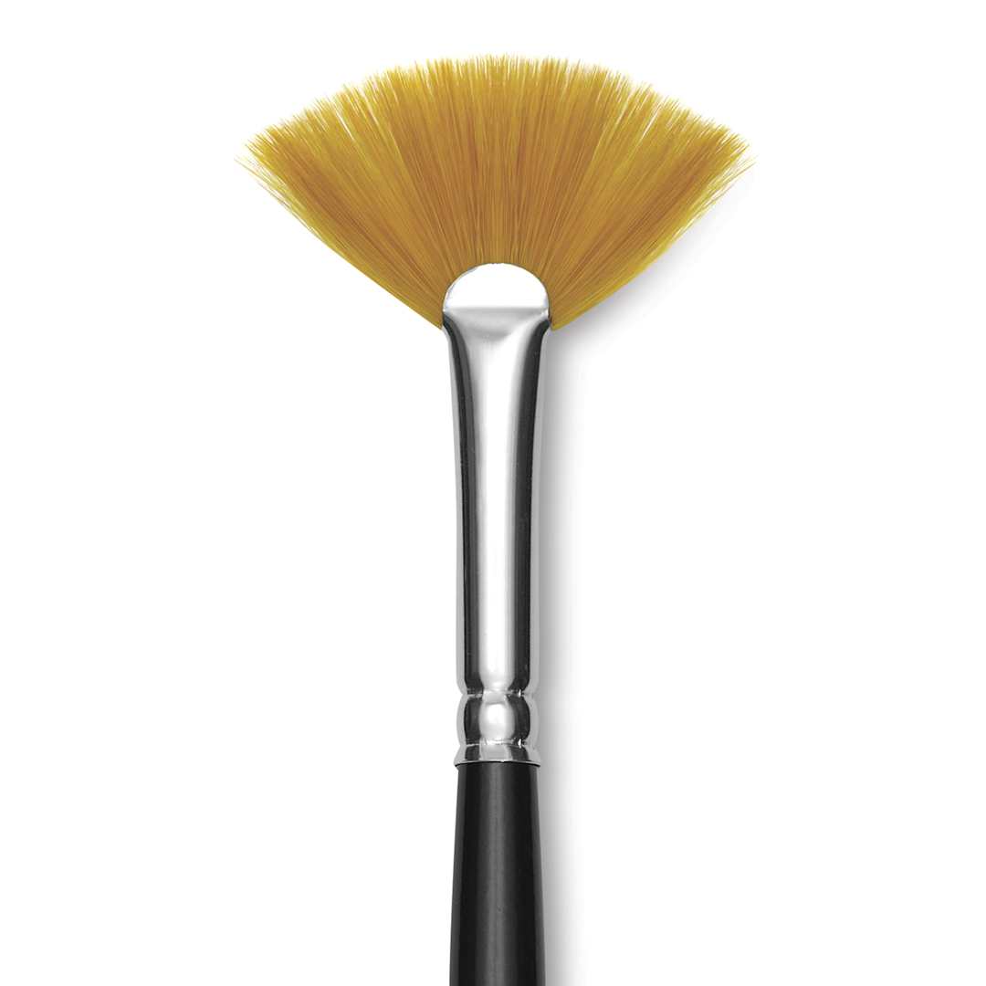 Open in modal - Trekell Synthetic Gold Taklon Brush - Fan, Long Handle, Size 2, close-up