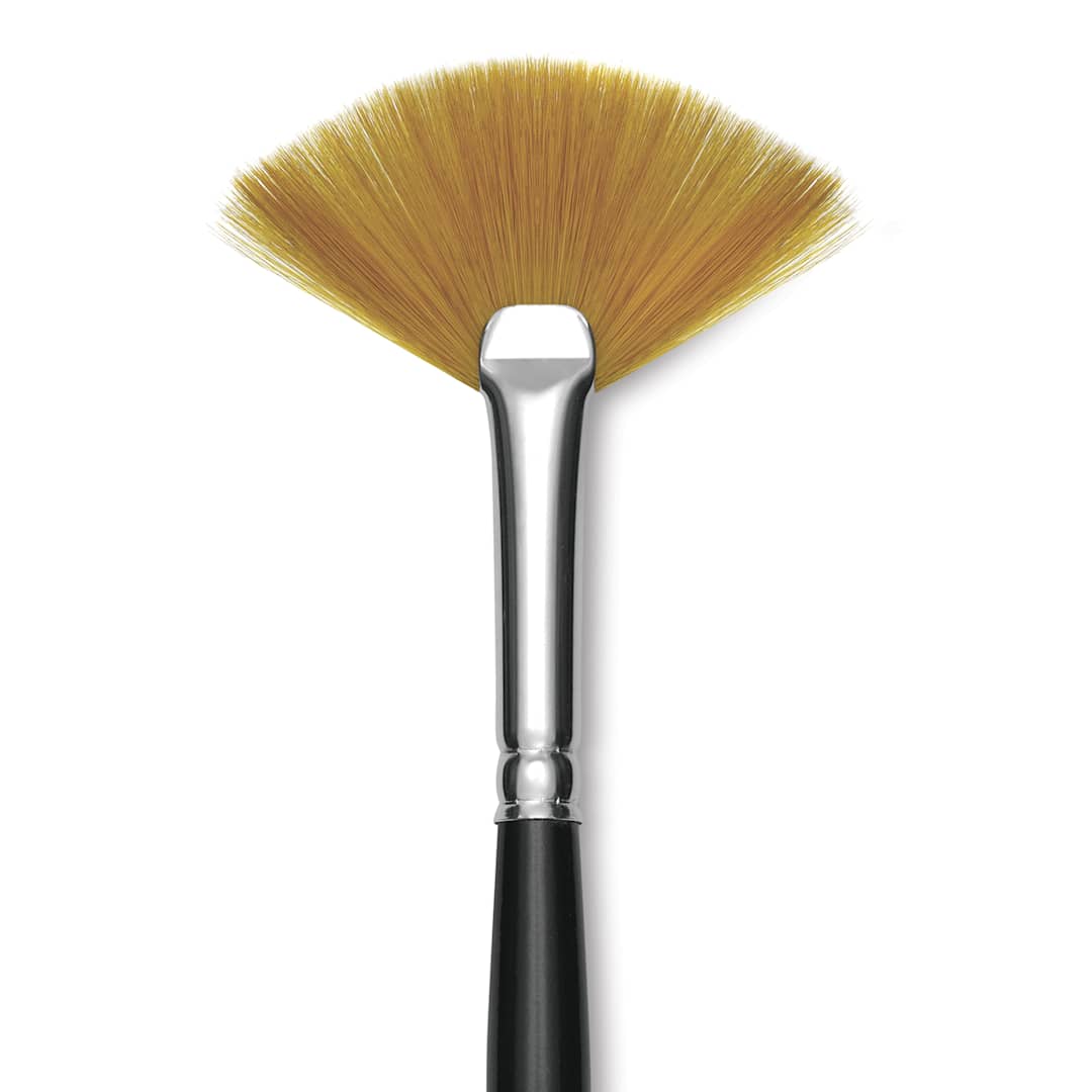 Open in modal - Trekell Synthetic Gold Taklon Brush - Fan, Long Handle, Size 4, close-up